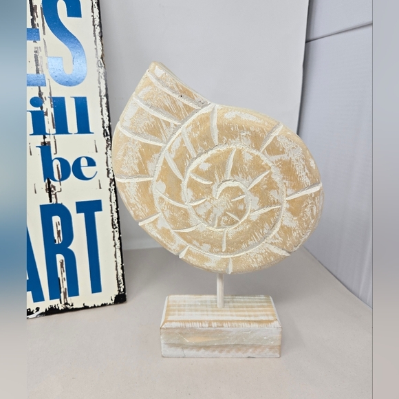 Beach Trio Faux Wood Distressed Sea Shell Sea Horse Ocean Saying White & Blue - Picture 4 of 13